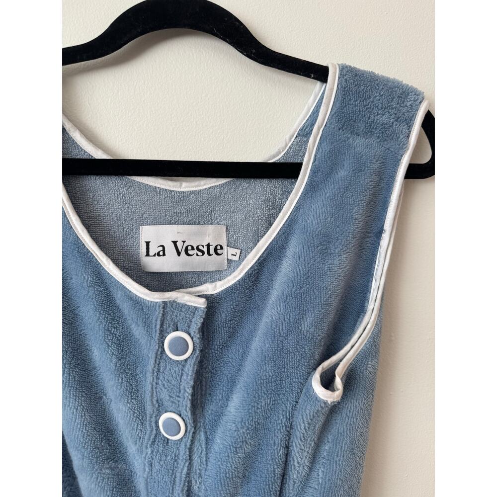 La Veste L Mini Lima Terry Cloth Towel Dress in Blue - Picture 3 of 7